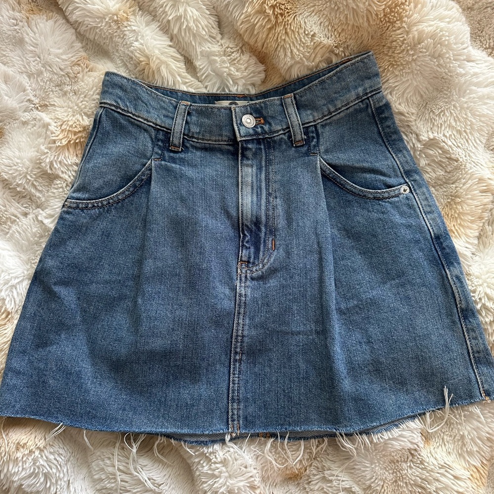 Free People Denim A-Line Mini Skirt - Blue